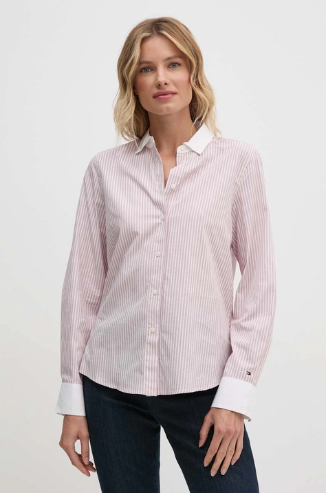 Tommy Hilfiger camicia in cotone donna colore rosa  WW0WW42274