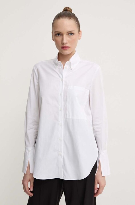 Patrizia Pepe camasa din bumbac femei, culoarea alb, cu guler clasic, regular, 8C0722 A4XB