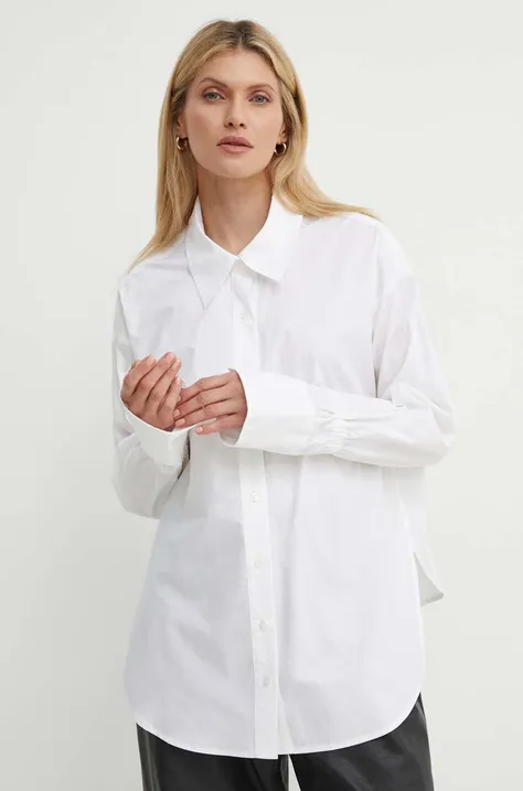 Памучна риза A.L.C. Monica дамска в бяло със свободна кройка с класическа яка 5CTOP01412