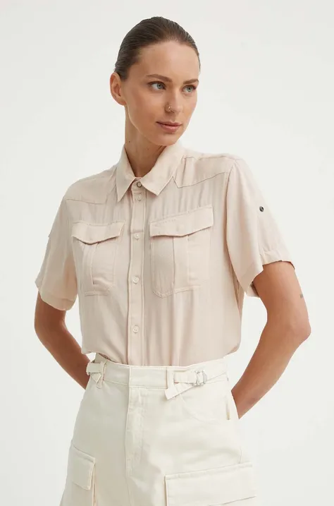 Košeľa G-Star Raw dámska, béžová farba, voľný strih, s klasickým golierom, D24592-D572