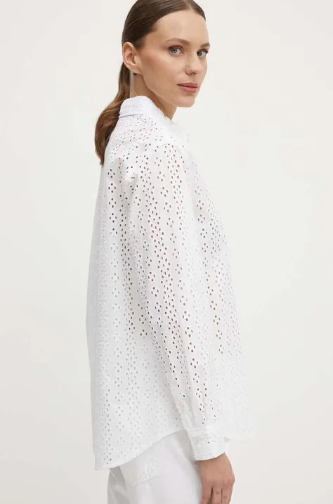 Bavlnená košeľa Dkny dámska, biela farba, regular, s klasickým golierom, DJ4W2004