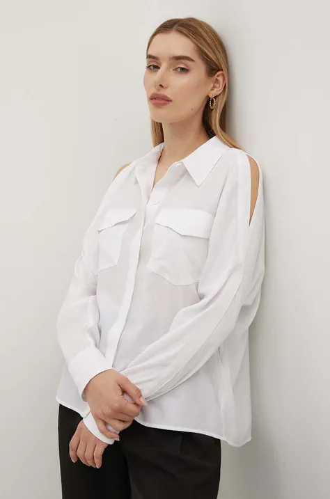 Košulja Dkny za žene, boja: bijela, relaxed, s klasičnim ovratnikom, P4DM8X00