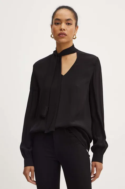Armani Exchange bluzka damska kolor czarny gładka 6DYH04 YN6UZ