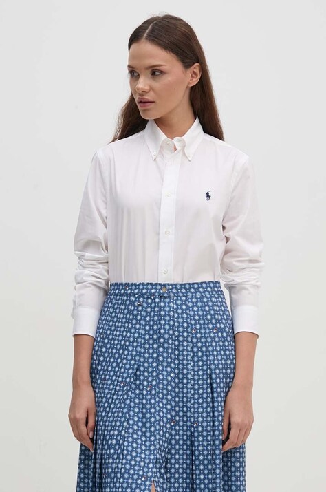 Сорочка Polo Ralph Lauren жіноча колір білий regular класичний комір 211941509