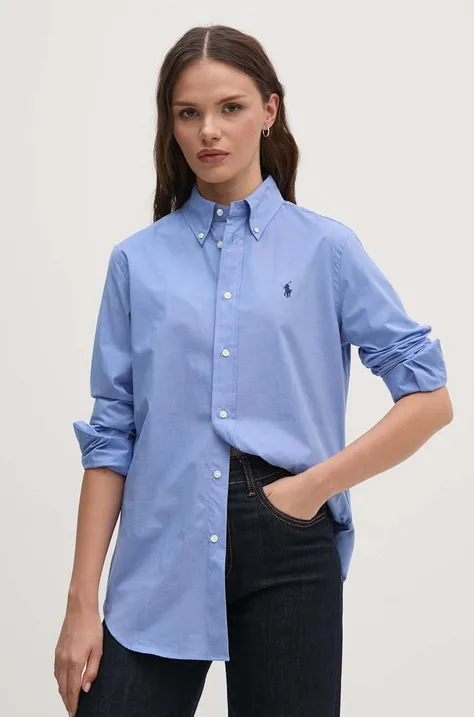 Polo Ralph Lauren koszula damska kolor niebieski regular z kołnierzykiem klasycznym 211941509