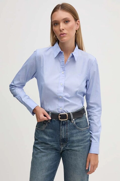 Хлопковая рубашка Lauren Ralph Lauren женская regular классический воротник 200940254