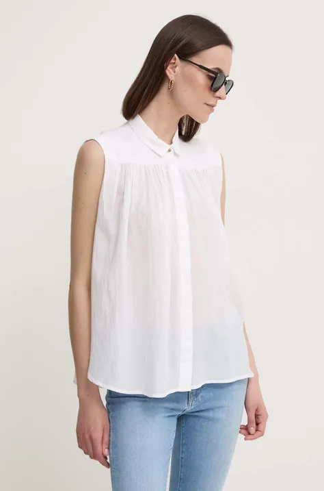 Риза Pepe Jeans MINA дамска в бяло със свободна кройка с класическа яка PL304892