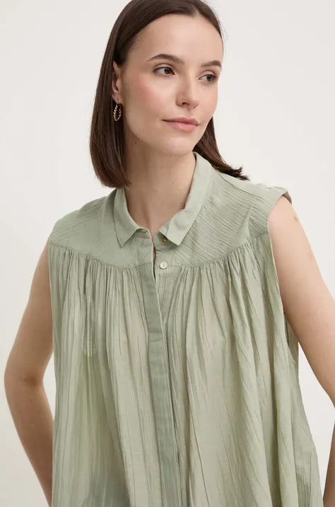 Košulja Pepe Jeans MINA za žene, boja: zelena, relaxed, s klasičnim ovratnikom, PL304892