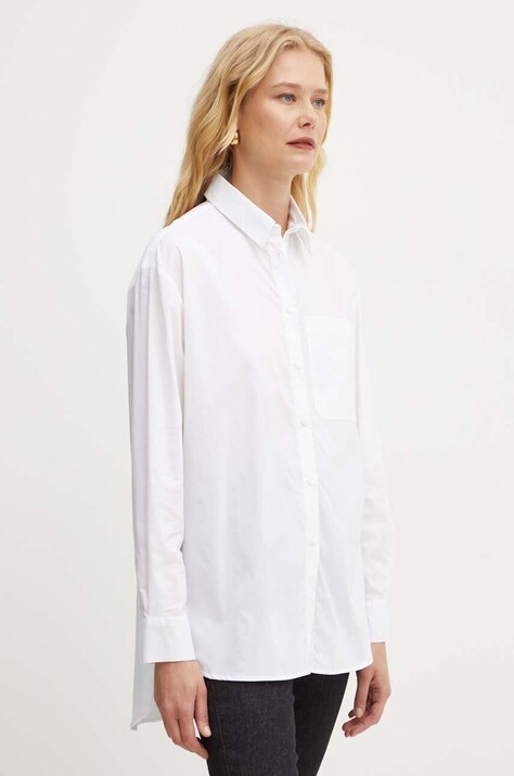 MAX&Co. camasa din bumbac femei, culoarea alb, cu guler clasic, relaxed, 2428116024200