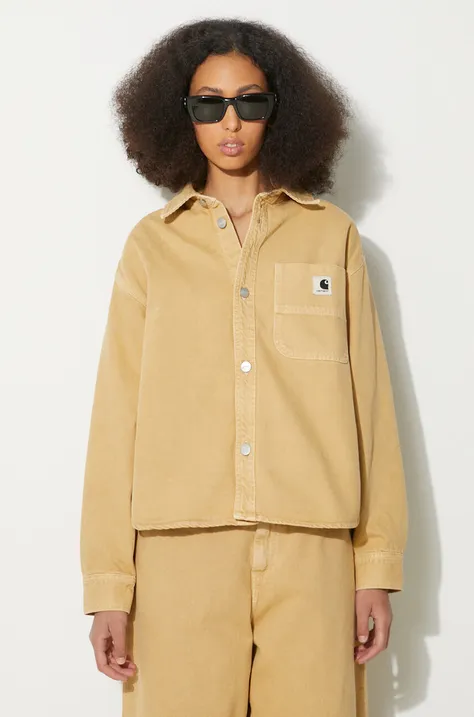 Джинсова куртка Carhartt WIP Georgia жіноча колір бежевий перехідна oversize I033747.1YH4J