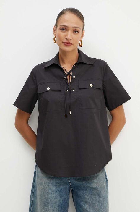 Μπλουζάκι MICHAEL Michael Kors χρώμα: μαύρο, MT440OGF4C