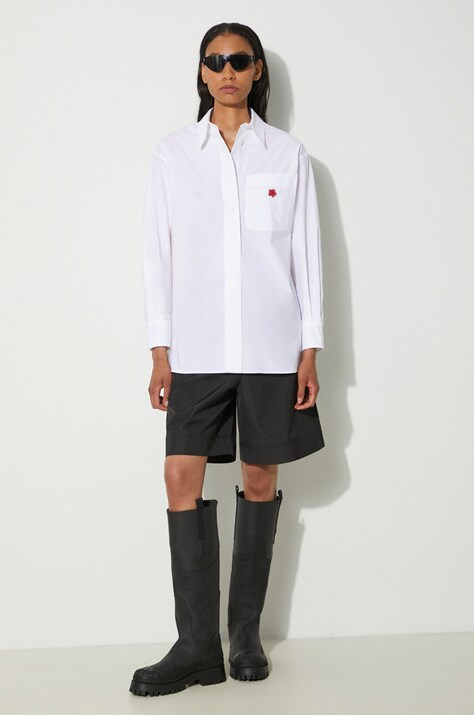 Kenzo koszula bawełniana Boke Flower Oversized Shirt damska kolor biały relaxed z kołnierzykiem klasycznym FE62CH2569LS.01