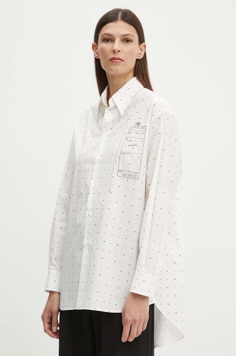 Бавовняна сорочка MM6 Maison Margiela жіноча колір білий relaxed класичний комір S52DT0014