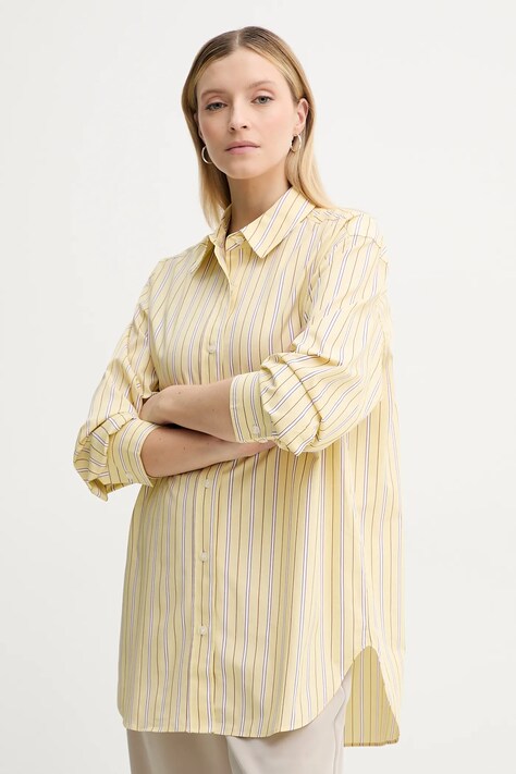 Bombažna srajca Samsoe Samsoe SALOVA ženska, rumena barva, F24300064