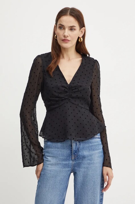 Guess bluza OLYMPE femei, culoarea negru, modelator, W4BH64 WGLF0