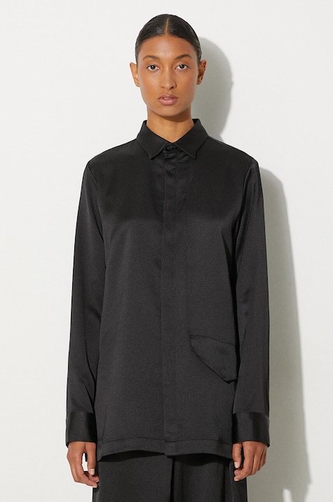 Πουκάμισο Y-3 Tech Seersucker Shirt χρώμα: μαύρο, IN4397