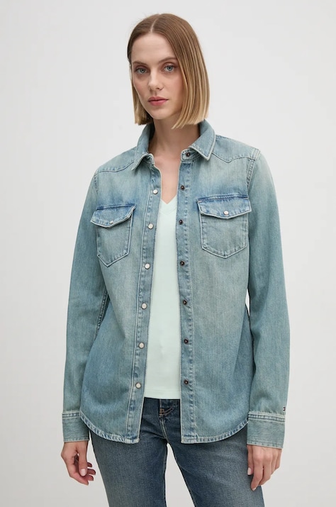 Джинсова сорочка Tommy Hilfiger жіноча slim класичний комір WW0WW42875