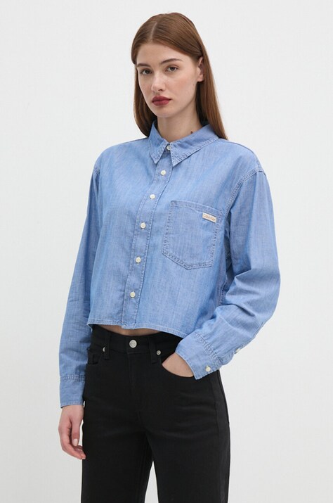 Calvin Klein Jeans camasa din bumbac femei, cu guler clasic, relaxed, J20J224899