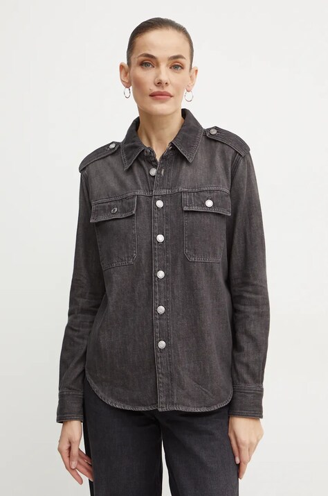 Джинсовая рубашка MICHAEL Michael Kors женская цвет серый regular классический воротник MF440QFGNH