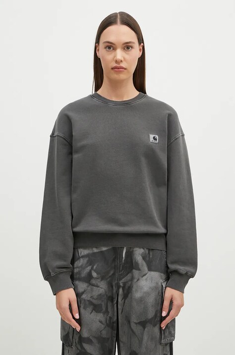 Бавовняна кофта Carhartt WIP Nelson Sweatshirt жіноча колір сірий однотонна I029537.87GD