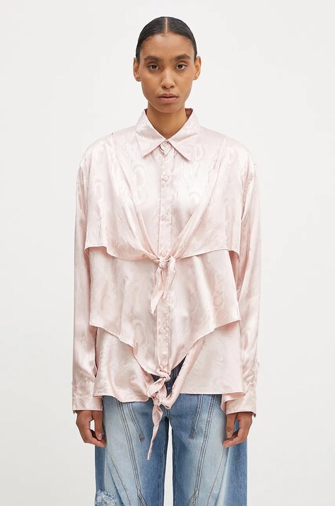Рубашка Martine Rose Knotted Shirt женская цвет розовый relaxed классический воротник 436WS08106