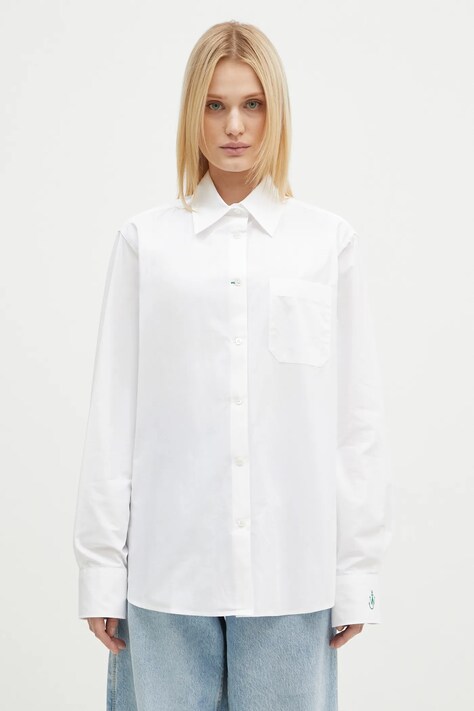 Бавовняна сорочка JW Anderson Classic Shirt жіноча колір білий relaxed класичний комір SH0334.PG1090.001