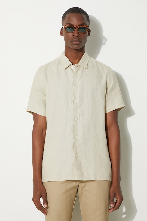 Samsoe Samsoe linen shirt SAAVAN beige color M24100052