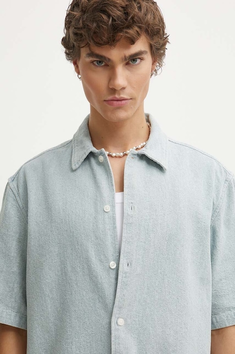 Samsoe Samsoe camasa jeans SAAYO barbati, cu guler clasic, regular, M24200078