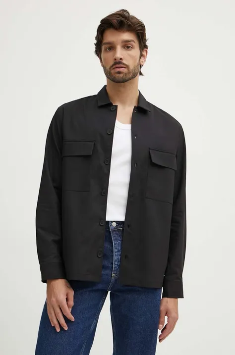 Calvin Klein camasa barbati, culoarea negru, cu guler clasic, regular, K10K112988