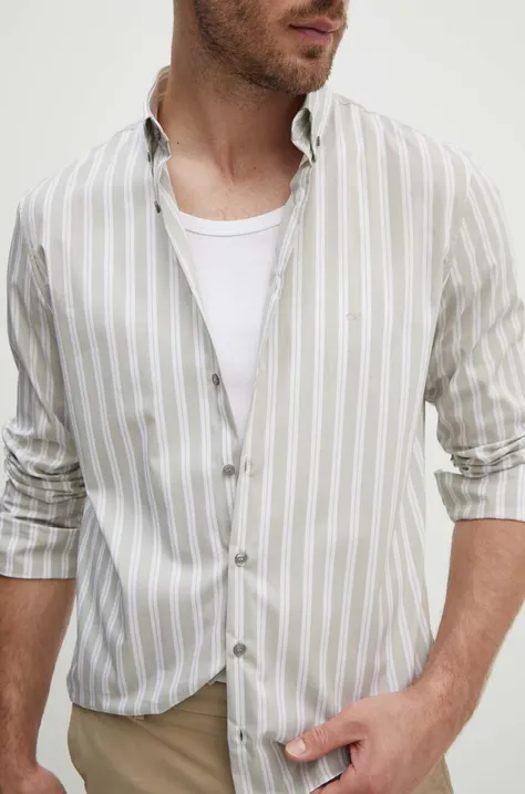 Рубашка Calvin Klein мужская цвет бежевый slim воротник button-down K10K113195