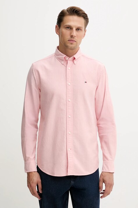 Βαμβακερό πουκάμισο Tommy Hilfiger ανδρικό, χρώμα: μπλε, MW0MW35774