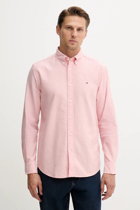 Βαμβακερό πουκάμισο Tommy Hilfiger ανδρικό, χρώμα: μπλε, MW0MW35774