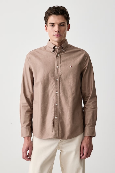 Tommy Hilfiger Koszula męska bawełniana beżowa gładka MW0MW35774