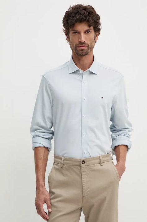 Tommy Hilfiger camasa din bumbac barbati, cu guler italian, slim, MW0MW35805
