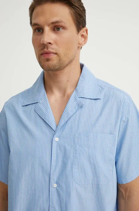 Памучна риза Les Deux мъжка в синьо със стандартна кройка LDM401091