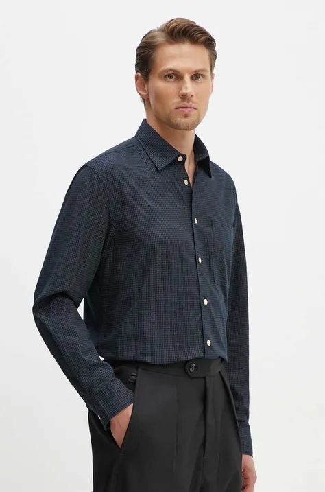 Bavlněná košile Marc O'Polo tmavomodrá barva, regular, s klasickým límcem, 426735442090