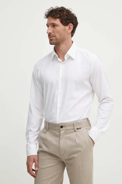 Рубашка BOSS мужская цвет белый slim классический воротник 50503356