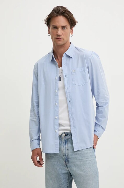 Guess Jeans camasa din bumbac barbati, cu guler clasic, slim, M4YH35 WGCF1