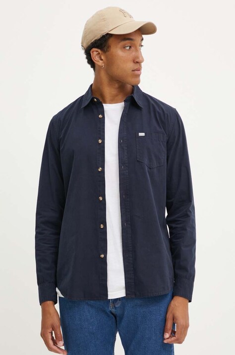 Guess Jeans camasa din bumbac barbati, culoarea albastru marin, cu guler clasic, slim, M4YH35 WGCF1
