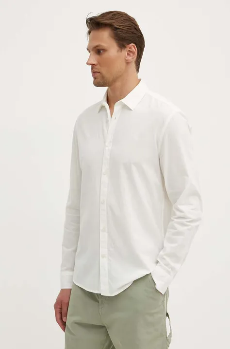 Bavlněná košile Pepe Jeans MARCEL béžová barva, regular, s klasickým límcem, PM308566
