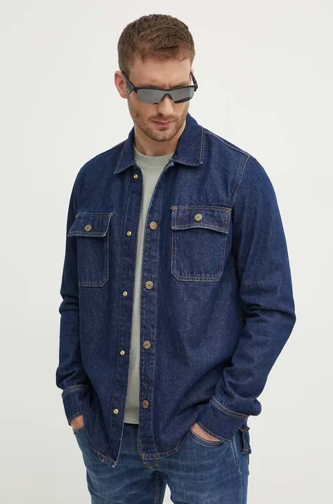 Τζιν μπουφάν Pepe Jeans RELAXED OVERSHIRT ανδρικό, χρώμα: ναυτικό μπλε, PM308585CU4