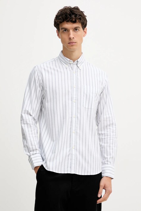United Colors of Benetton koszula bawełniana męska kolor biały regular z kołnierzykiem button-down 5FGBUQ04C