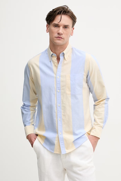 United Colors of Benetton риза мъжка памучна синя 5FGBUQ04C