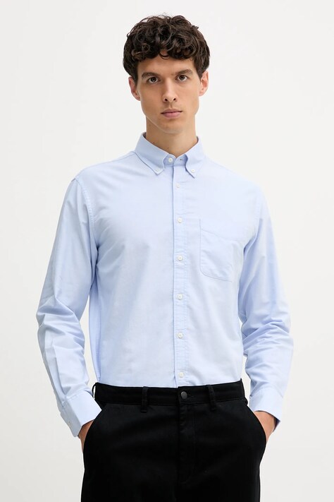 United Colors of Benetton koszula bawełniana męska kolor niebieski regular z kołnierzykiem button-down 5FGBUQ04C