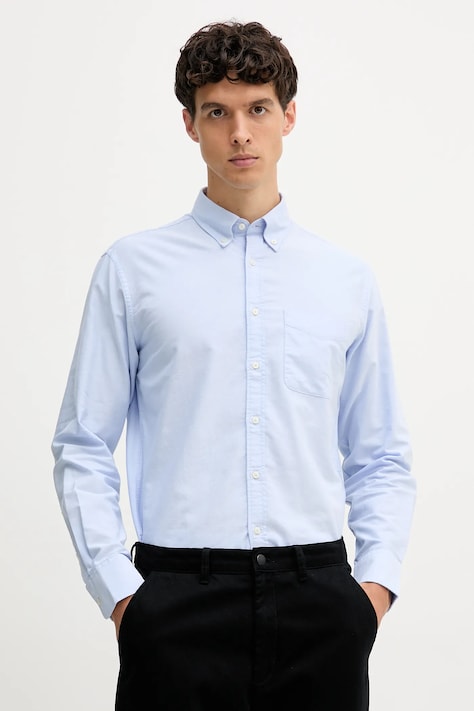 Bavlnená košeľa United Colors of Benetton modrá farba, regular, s golierom button-down, 5FGBUQ04C