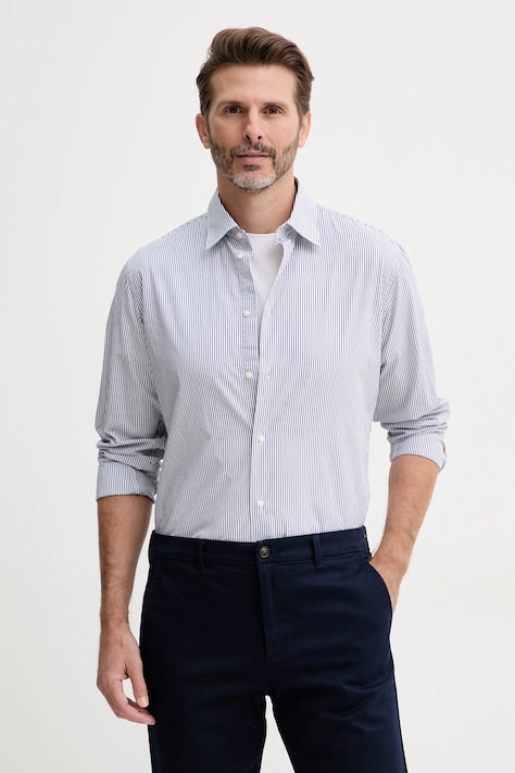 United Colors of Benetton camasa din bumbac barbati, culoarea alb, cu guler clasic, regular, 53ZDUQ04A