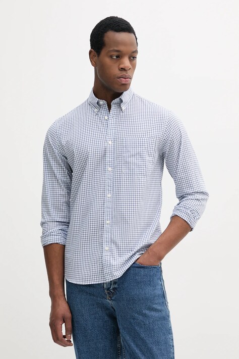 United Colors of Benetton camasa din bumbac barbati, culoarea alb, cu guler button-down, regular, 52MCUQ04B