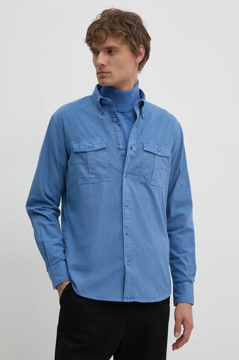 Хлопковая рубашка United Colors of Benetton мужская regular воротник button-down 5KGPUQ04S