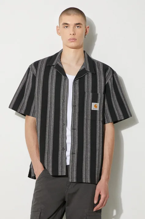 Carhartt WIP cotton shirt Dodson Shirt men's black color regular I033687.2A3XX