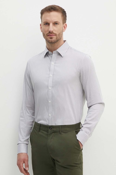 Košile Michael Kors pánská, šedá barva, slim, s klasickým límcem, CT44072B7Q